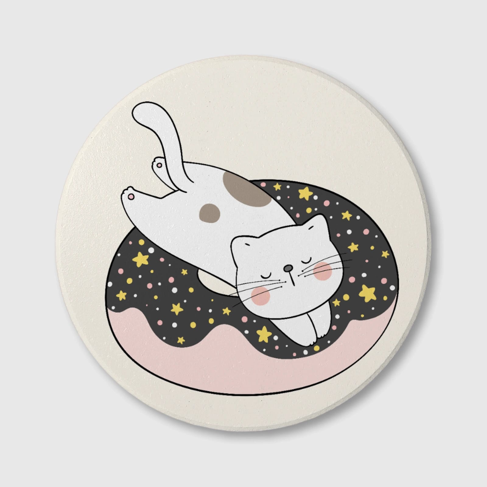 Sleeping Cat Donut Coaster for Pet Lovers Gift