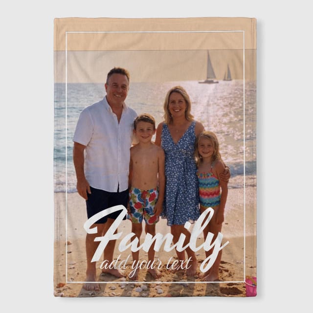 Custom Family Photo Fleece Blanket for Family Gift