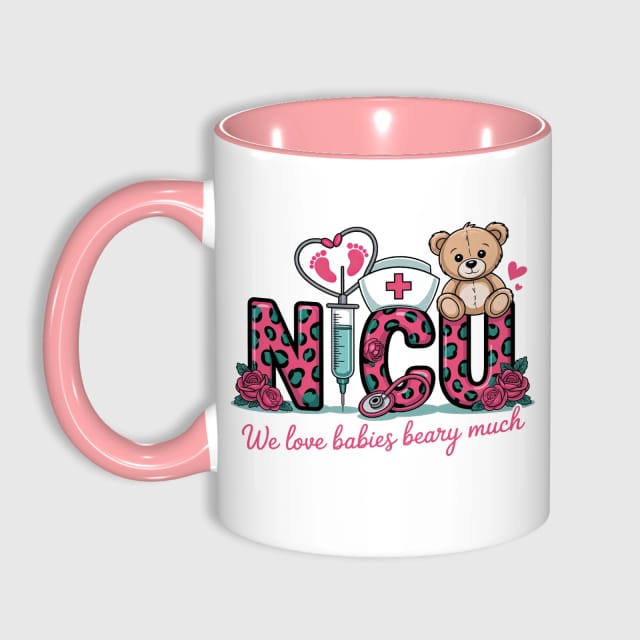 NICU Leopard Print Teddy Coffee Mug for Nurses Gift