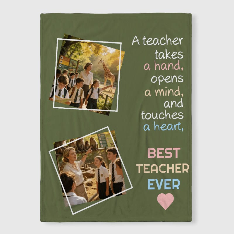 Custom Photo Fleece Blanket for Teacher Day Gift - 1