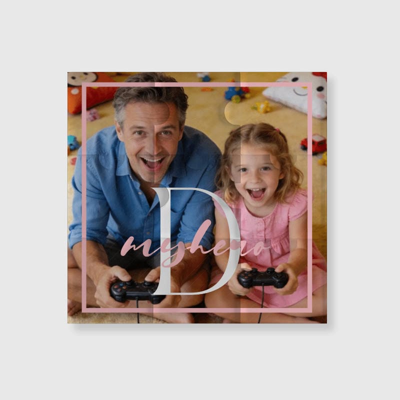 Custom Monogram Photo Puzzle Fridge Magnet for Dad Father's Day Gift
