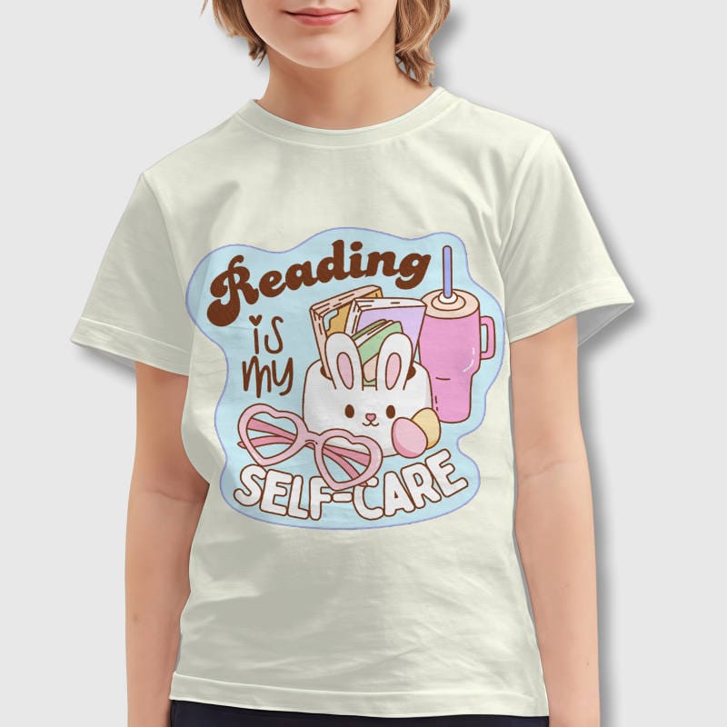 Cute Bunny Reading Kids T-Shirt for Easter Back to School