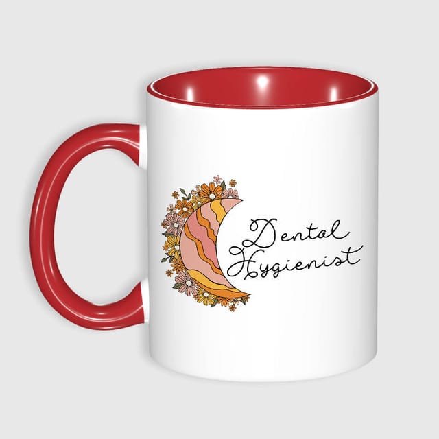 Boho Floral Moon 11oz Mug for Dental Hygienist Gift