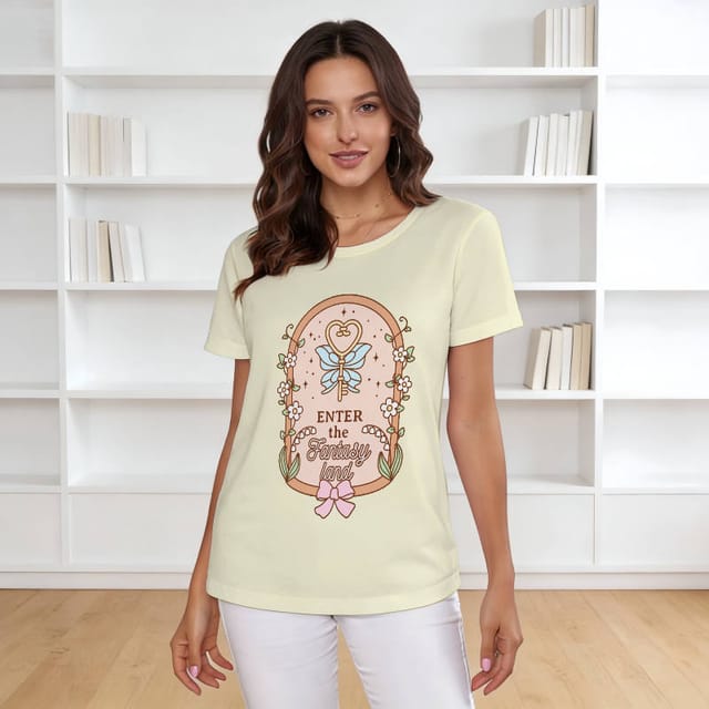 Cute Fantasy Key Floral Women's T-Shirt for Daily Wear Gift