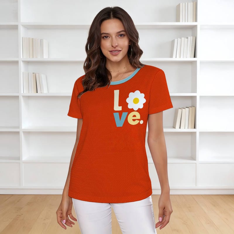 Daisy Love Print Crew Neck T-Shirt for Women Daily Wear