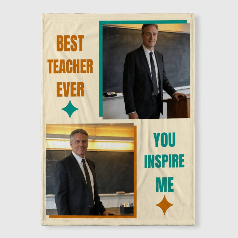 Custom Photo Fleece Blanket for Teacher Gift
