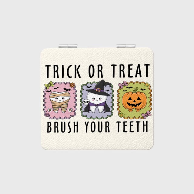 Funny Halloween Tooth Pocket Makeup Mirror for Dentist Gift