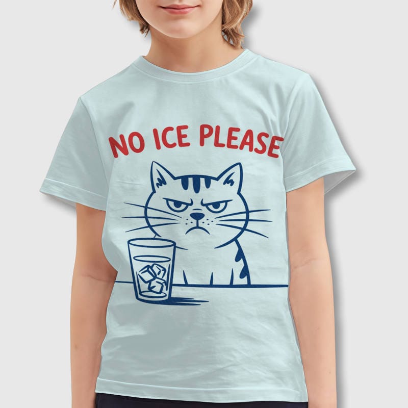 Grumpy Cat No Ice Kids Crew Neck T-Shirt for Daily Wear