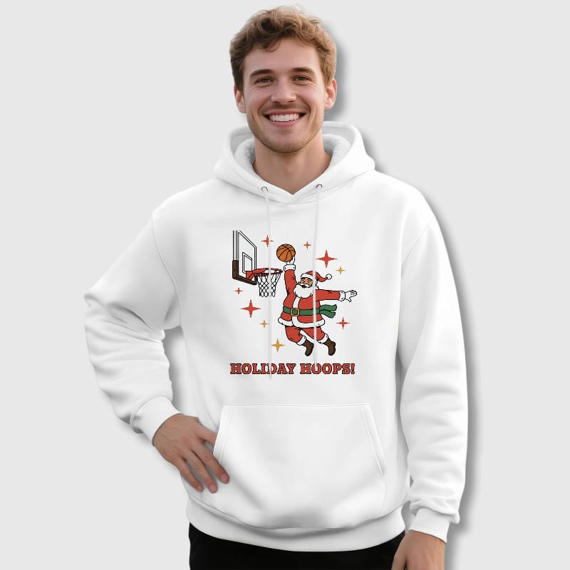Funny Santa Basketball Hoodie for Men Christmas Gift