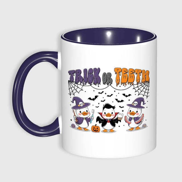 Cute Trick or Teeth Duck Mug for Dentist Halloween Gift