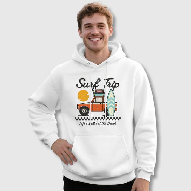 Retro Surf Trip Graphic Hoodie for Men Casual Daily Wear