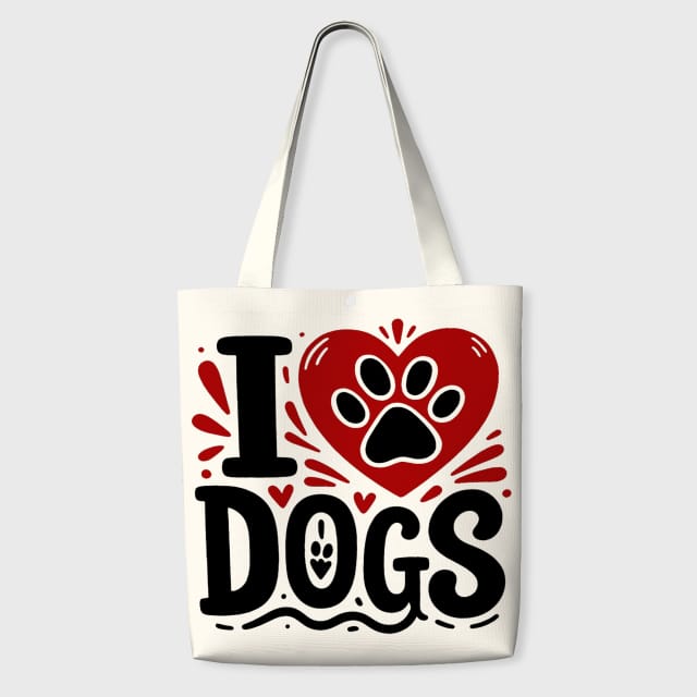 I Love Dogs Paw Tote Bag for Pet Lovers Daily Use