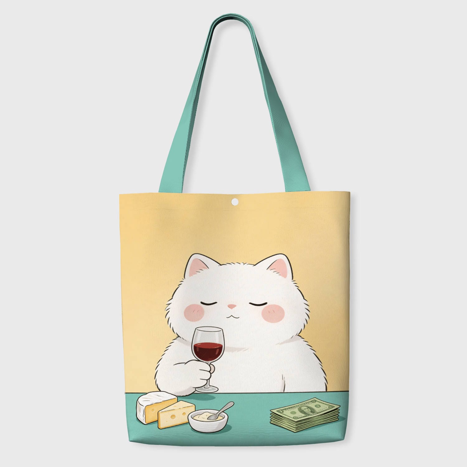Cute Wine Cat Tote Bag for Pet Lovers Daily Use & Gift