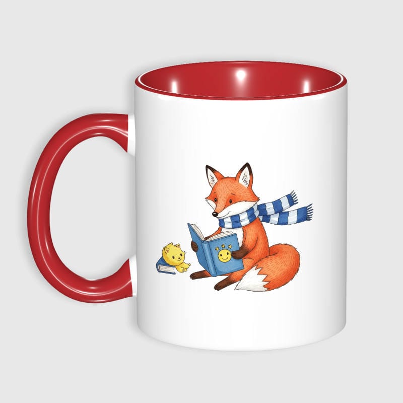 Cute Reading Fox Ceramic Mug for Book Lovers Daily Use