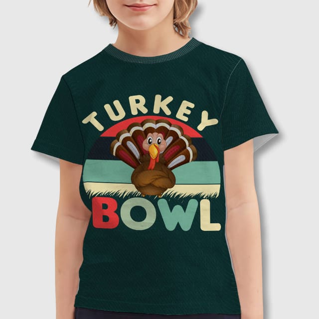 Turkey Bowl Graphic Kids Tee for Thanksgiving Gift