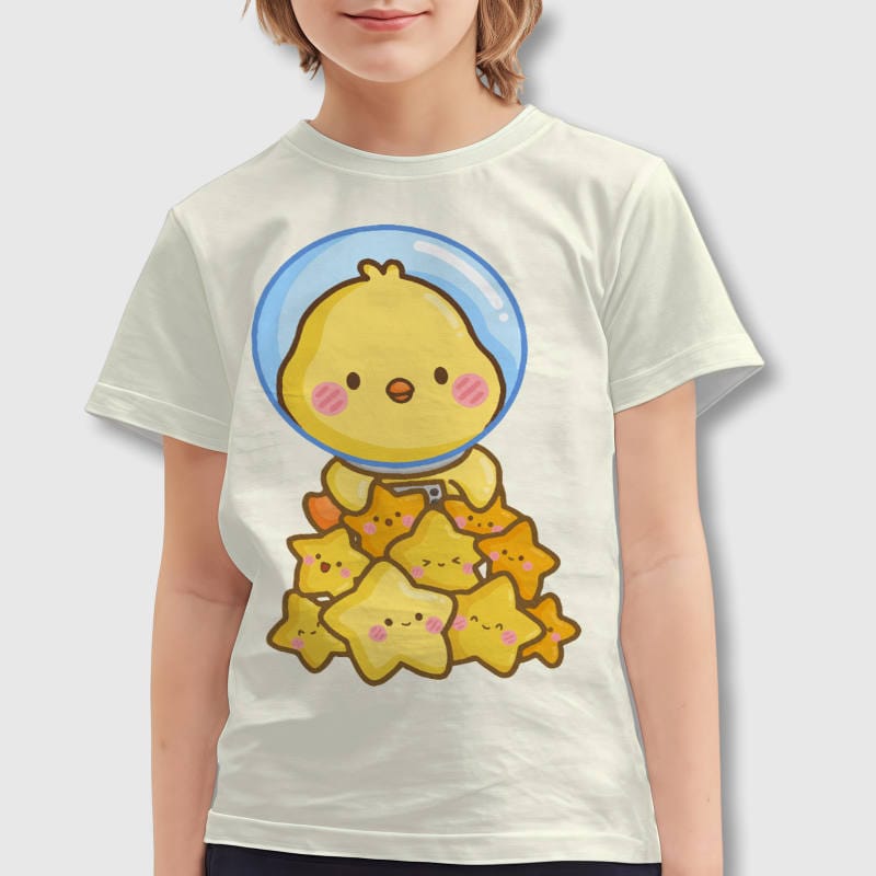 Cute Astronaut Chick Kids T-Shirt for Boys Girls Daily Wear
