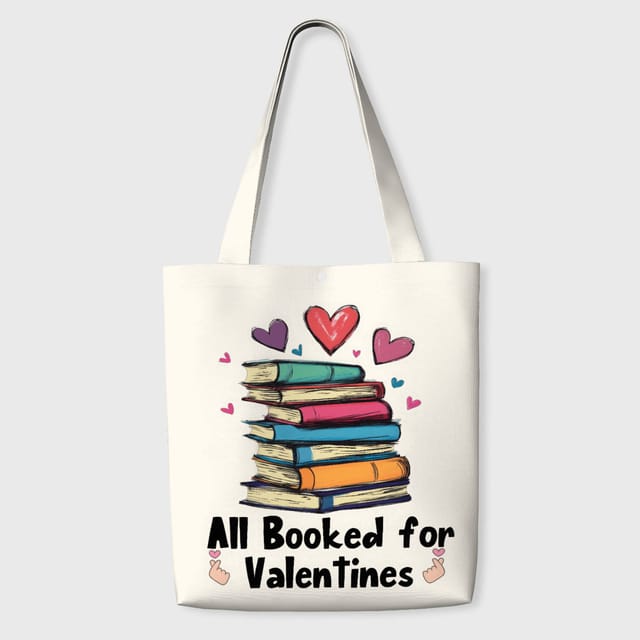 Book Stack Valentine Tote Bag for Book Lovers Gift & Daily Use
