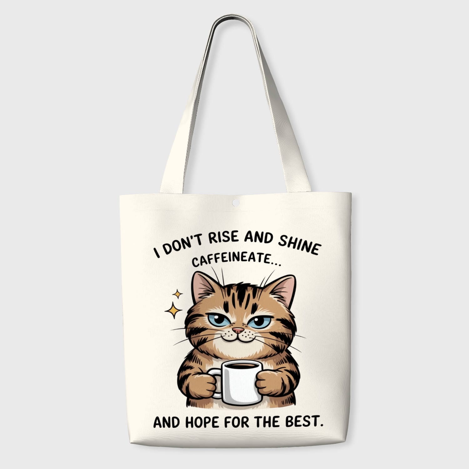 Funny Coffee Cat Tote Bag for Cat Lovers Daily Use