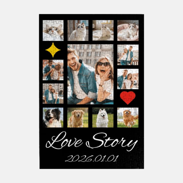 Custom Photo Puzzle – Personalized Jigsaw Puzzle in Wooden or Cardboard Material, Custom Picture Puzzle Gift for Family, Couples, Kids & Holidays