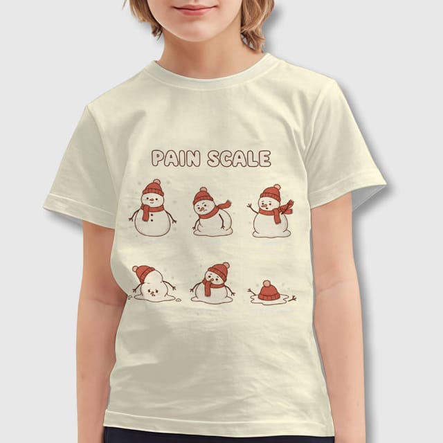 Funny Snowman Pain Scale Kids T-Shirt for Christmas Gift