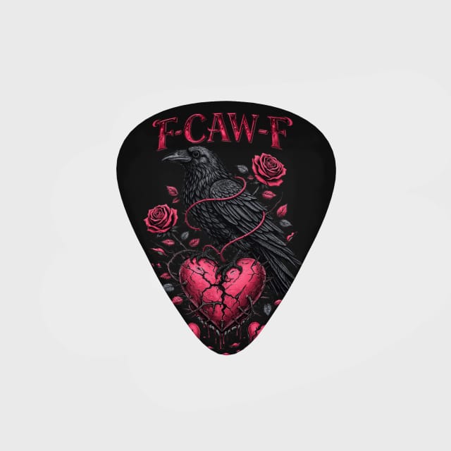 Gothic Crow & Rose Guitar Pick for Guitarists Valentine Gift
