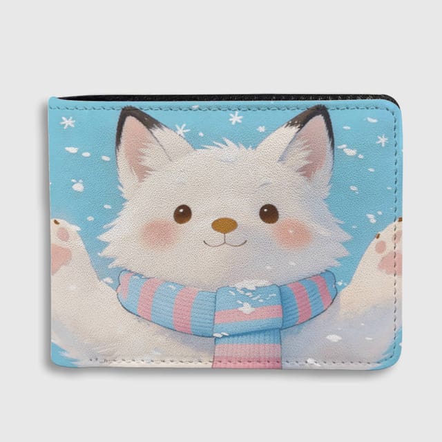 Cute Arctic Fox Bifold Wallet for Pet Lovers Winter Gift
