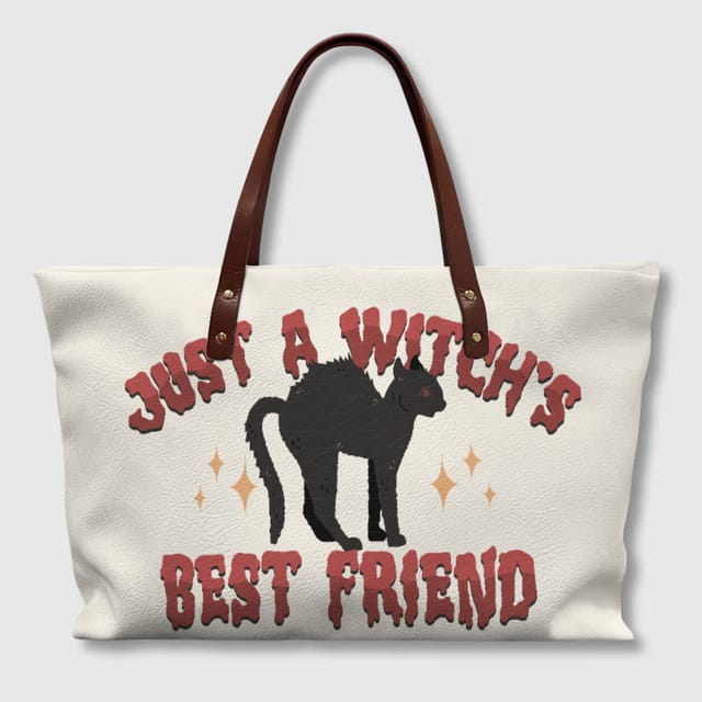 Witch Cat Quote Tote Bag for Cat Lovers Halloween Gift