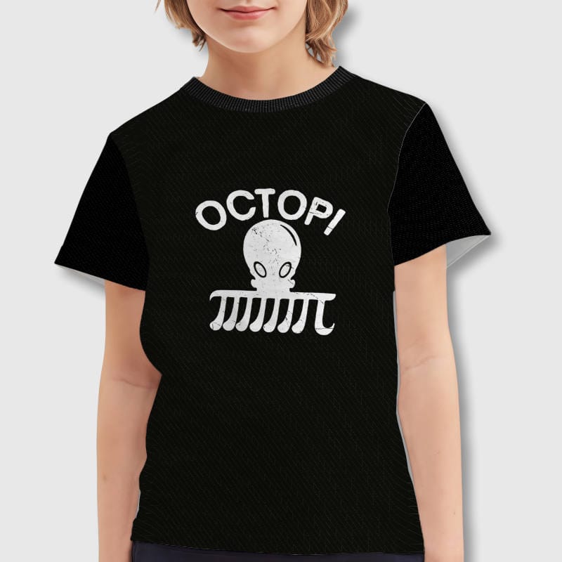 Funny Octopi Pi Math Kids Short Sleeve T-Shirt for School Gifts