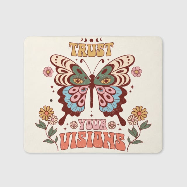 Retro Trust Your Visions Butterfly Mouse Pad for Daily Gifting