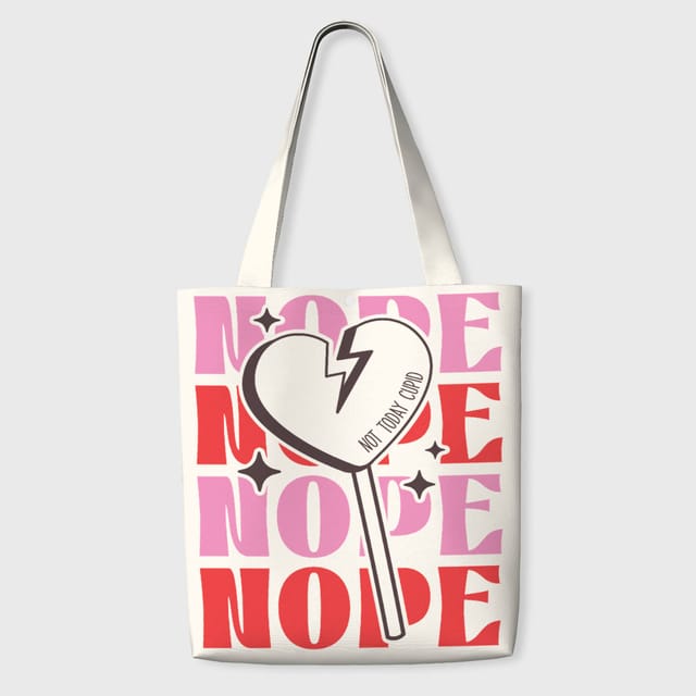 Funny Not Today Cupid Tote Bag for Singles Valentine Gift Daily Use