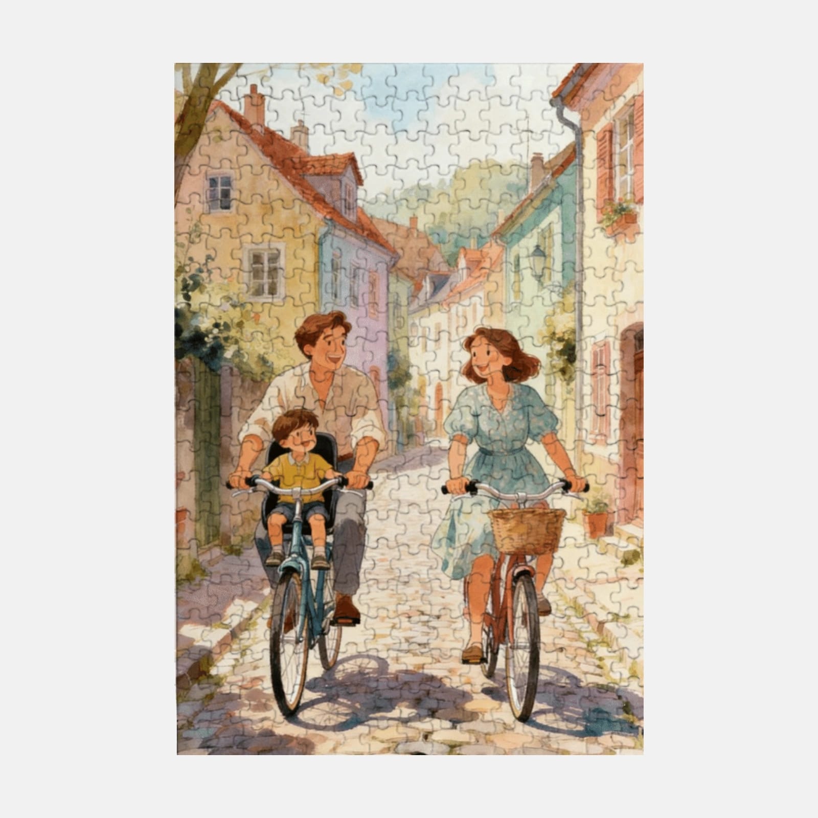 Custom Vintage Family Bike Ride Jigsaw Puzzle for Family Gifts