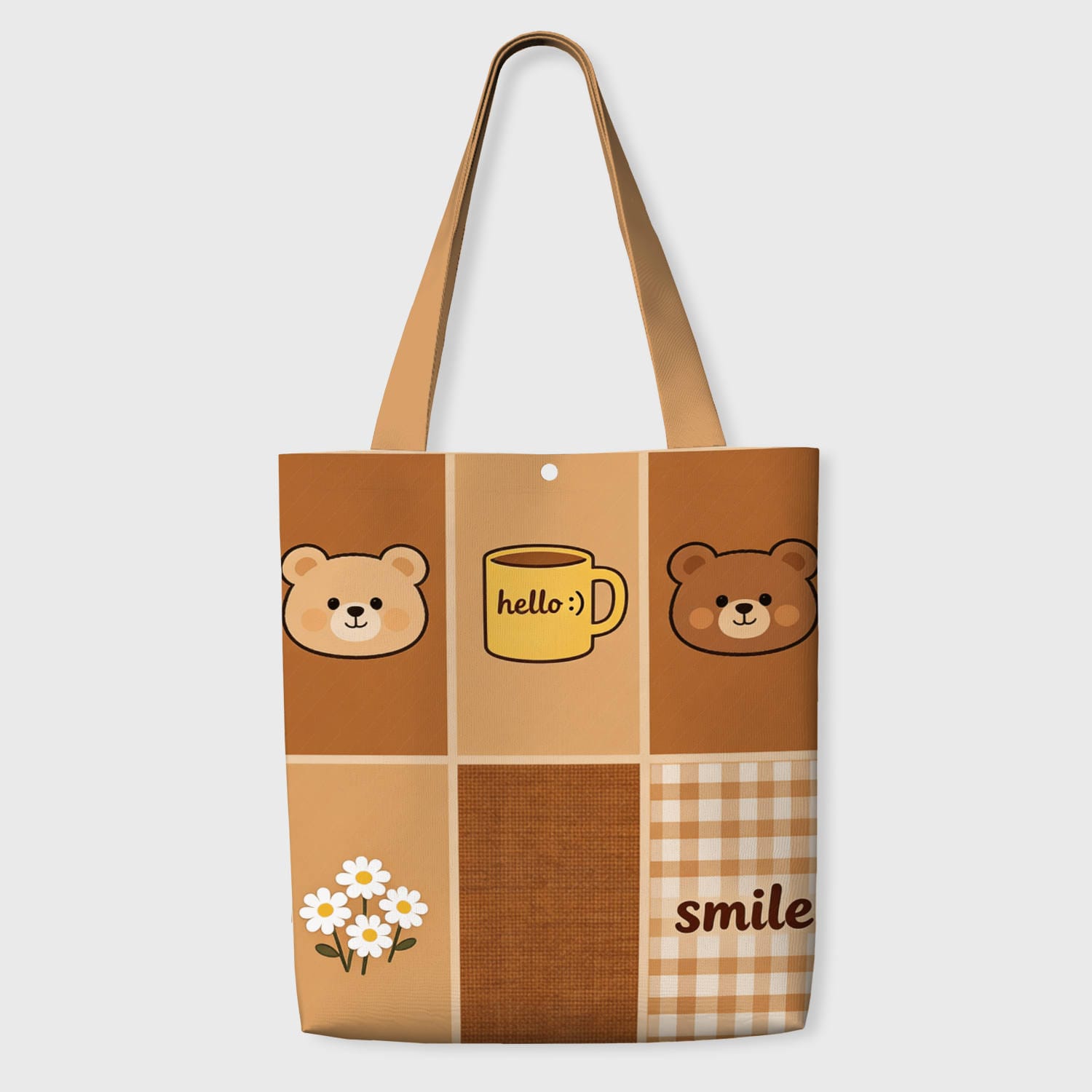 Cute Brown Bear Tote Bag for Animal Lovers Daily Use Gift