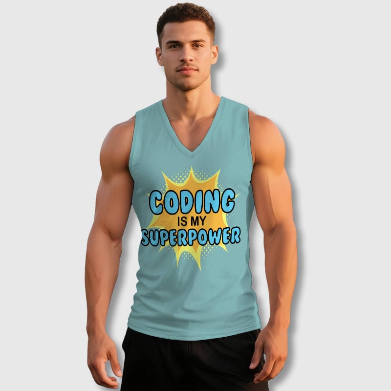 Funny Coding Quote V-Neck Tank Top for Programmers Gym Gifts