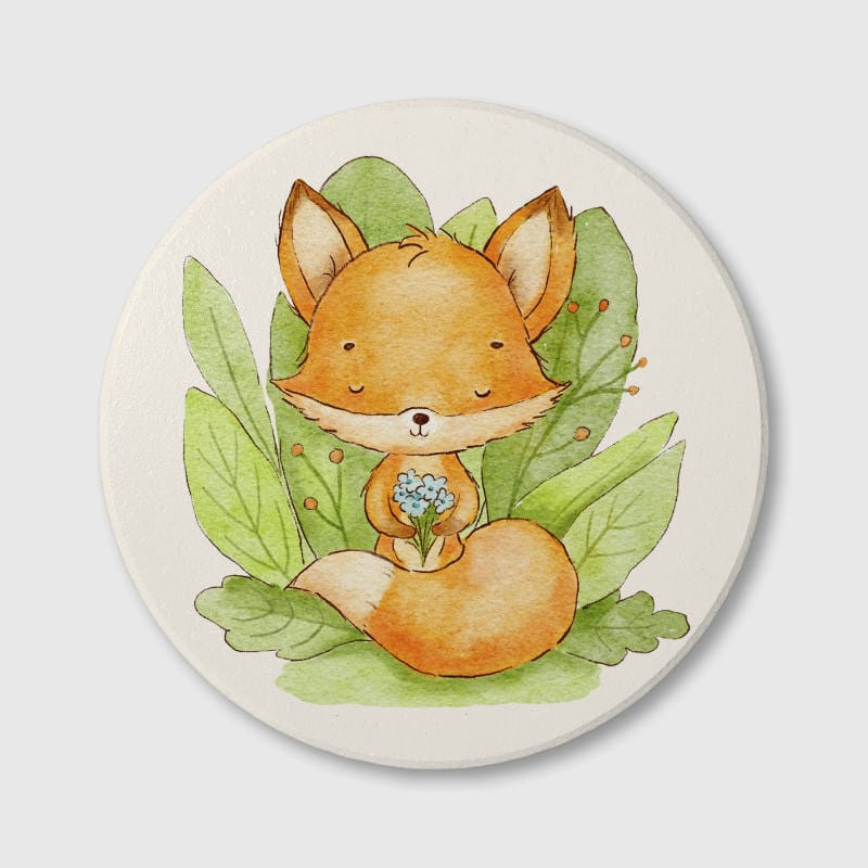 Cute Watercolor Fox Ceramic Coaster for Fox Lovers Daily Use