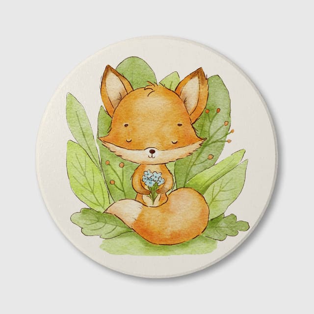 Cute Watercolor Fox Ceramic Coaster for Fox Lovers Daily Use
