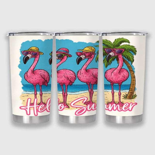 Cute Flamingo Insulated Tumbler for Summer Beach Daily Use