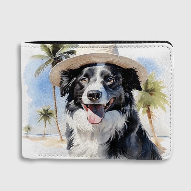 Border Collie Summer Beach Bifold Wallet for Pet Lover Gifts