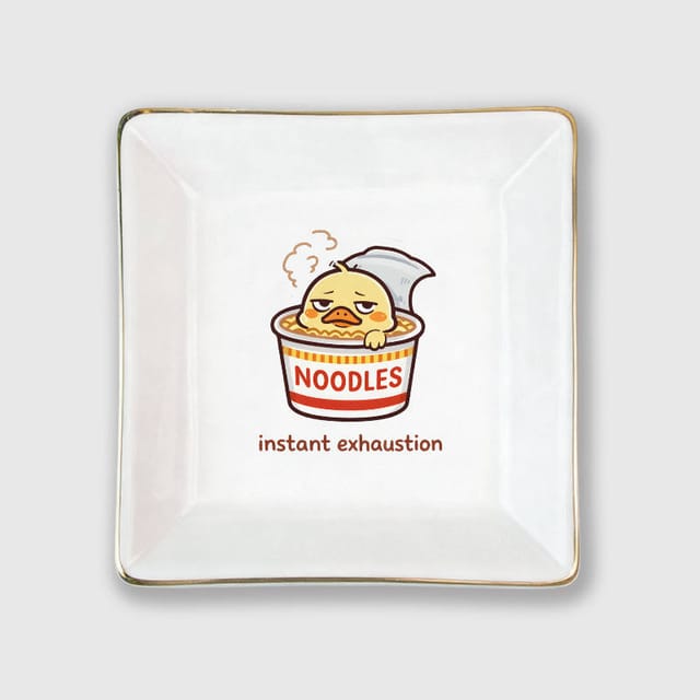 Funny Tired Duck Square Ceramic Jewelry Tray for Friend Gift