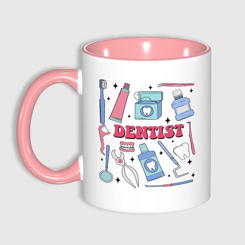 Dental Tools 11oz Pink Mug for Dentist Appreciation Gift