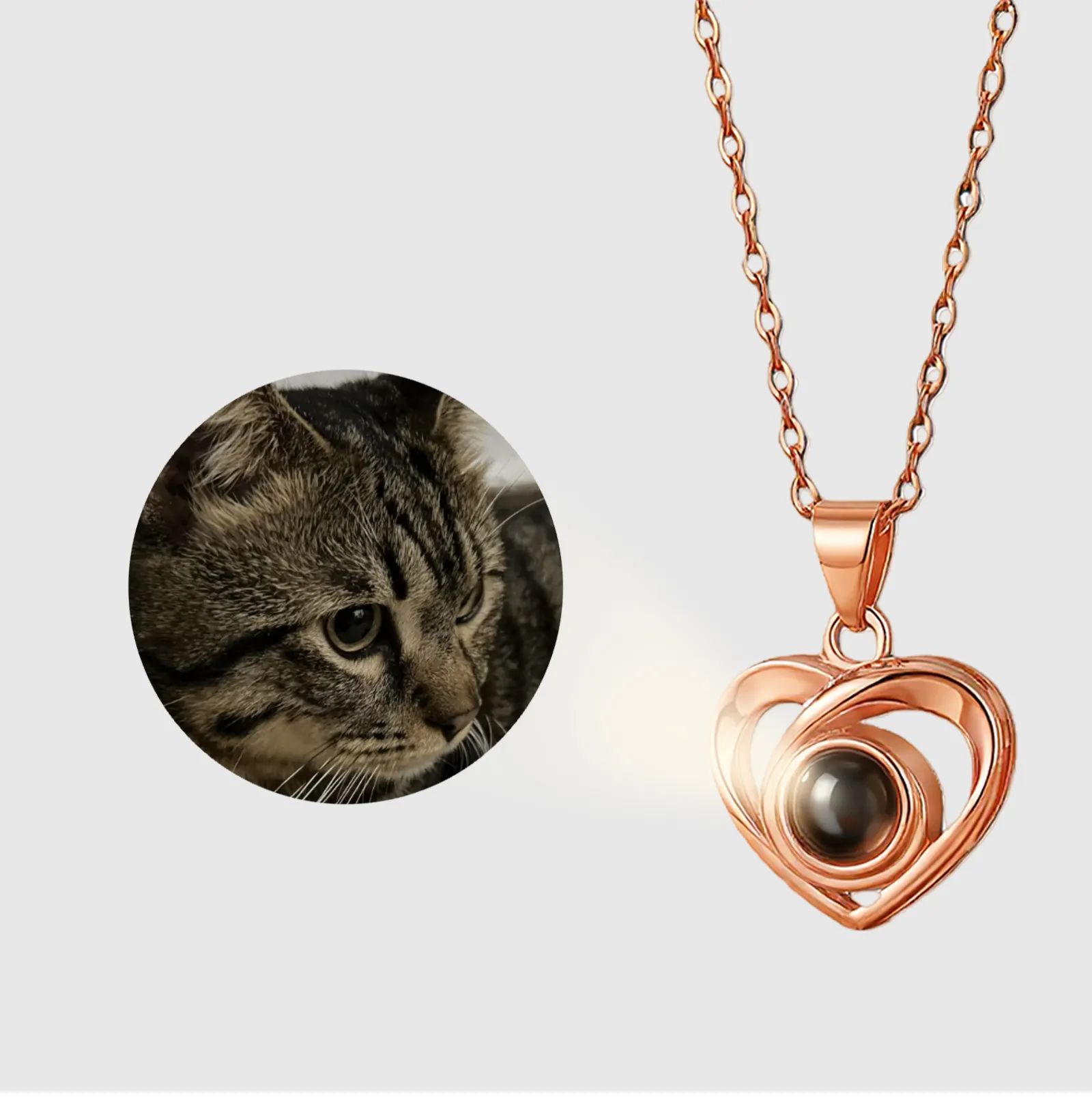 Personalized Photo Projection Necklace — 925 Silver / Rose Gold