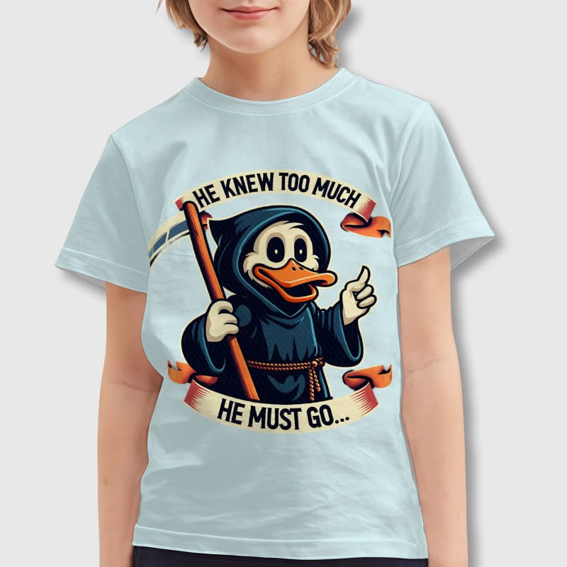 Funny Grim Reaper Duck Kids T-Shirt for Halloween Daily Wear