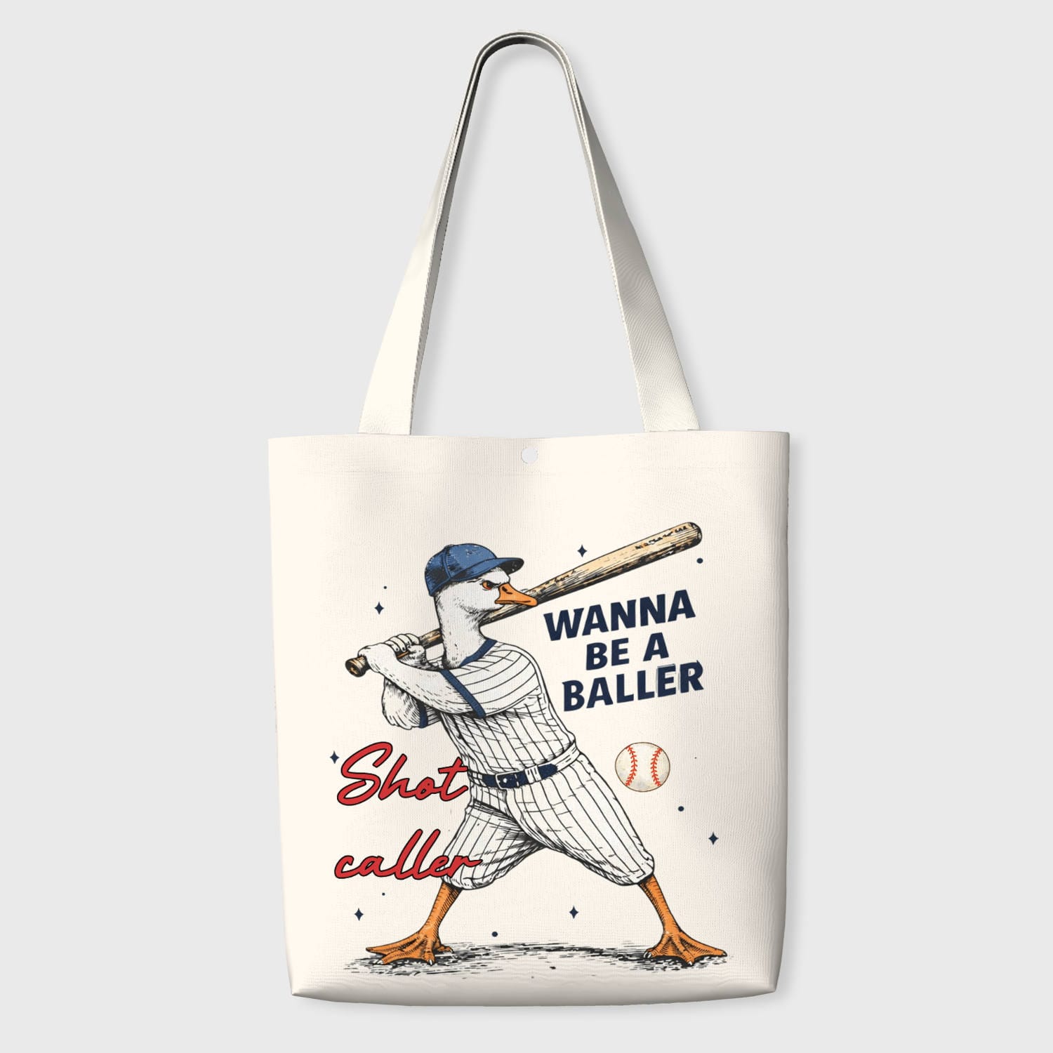 Funny Baseball Duck Tote Bag for Sports Fans Daily Use