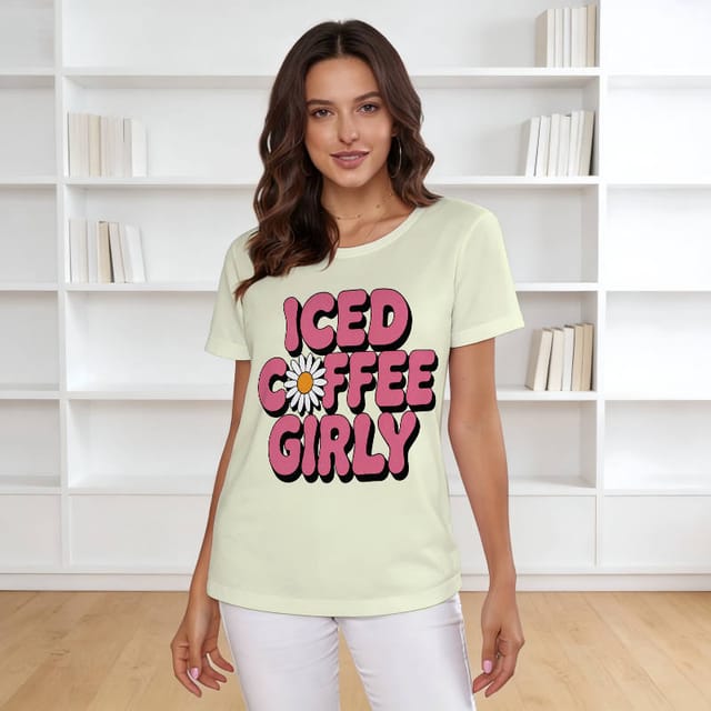 Retro Iced Coffee Daisy Tee for Coffee Lover Women Daily Wear
