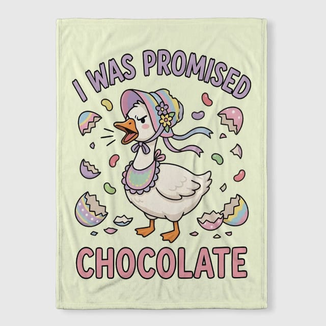 Funny Easter Goose Fleece Blanket Gift for Chocolate Lovers