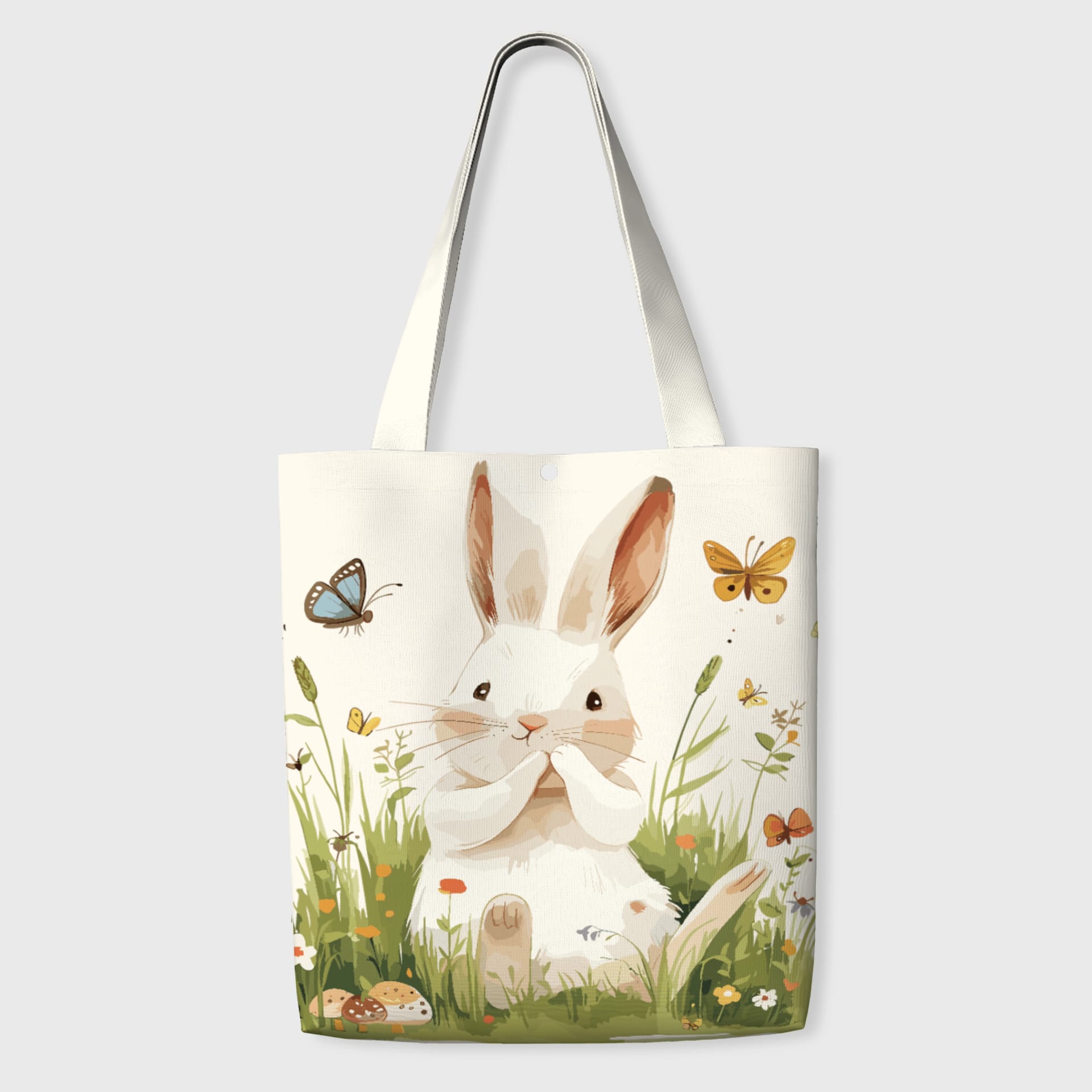 Cute Bunny Meadow Tote Bag for Daily Use & Gifts