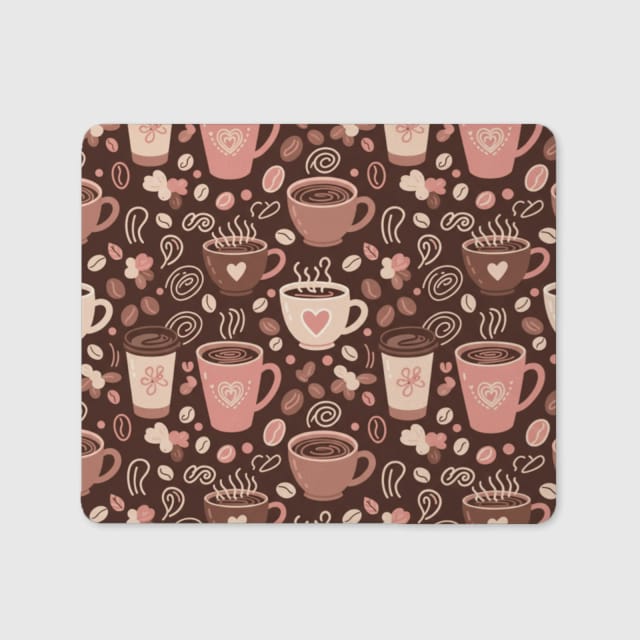 Coffee Heart Pattern Non-Slip Mouse Pad for Coffee Lovers Daily Use
