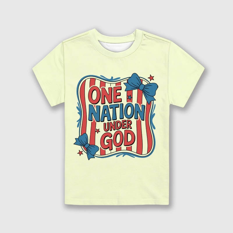 One Nation Under God Patriotic Kids T-Shirt for 4th July