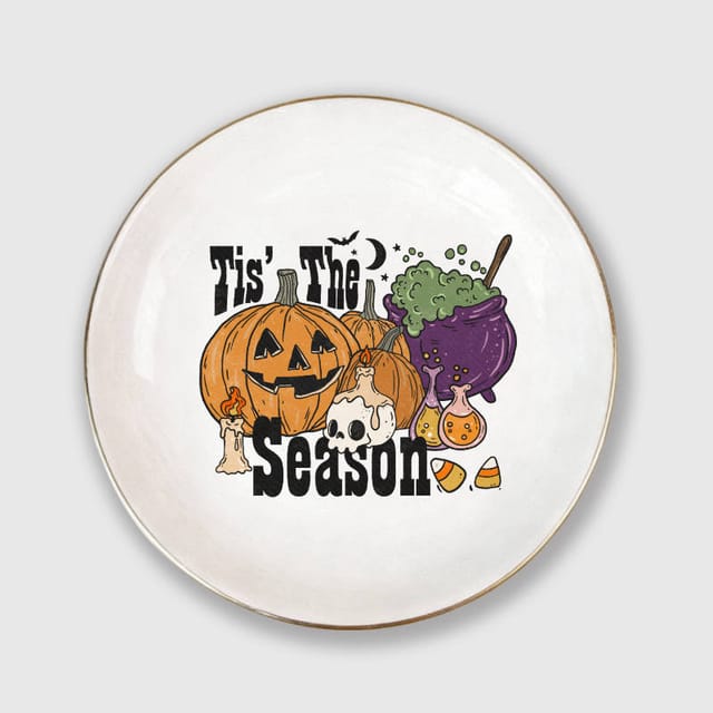 Tis' The Season Halloween Ceramic Trinket Tray for Fall Gifts