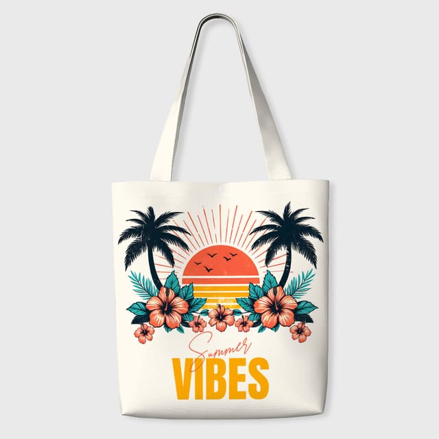 Summer Vibes Tropical Tote Bag for Daily Beach School Use