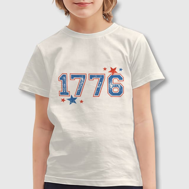 1776 Patriotic Kids Cotton T-Shirt for US 250th Anniversary